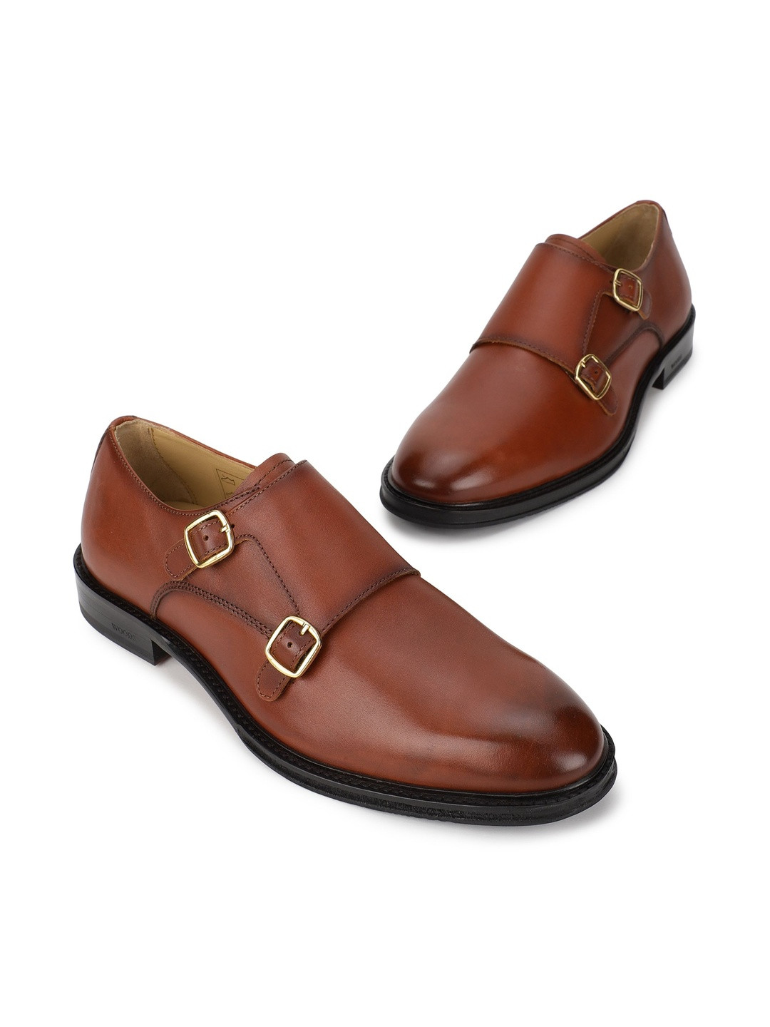 Woods Men Leather Formal Monk Shoes
