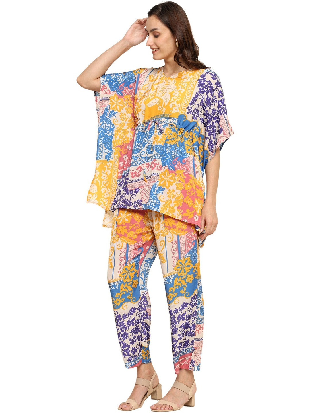 YASH GALLERY Printed Top With Trousers Co-Ords