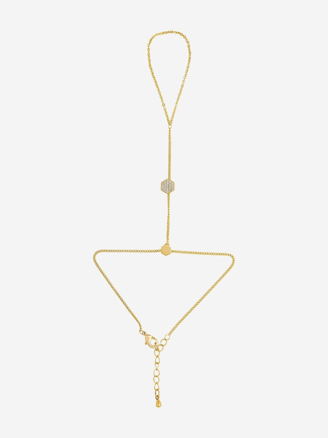 Kushal's Fashion Jewellery Women Gold-Plated Zircon Studded Hathpan Bracelet