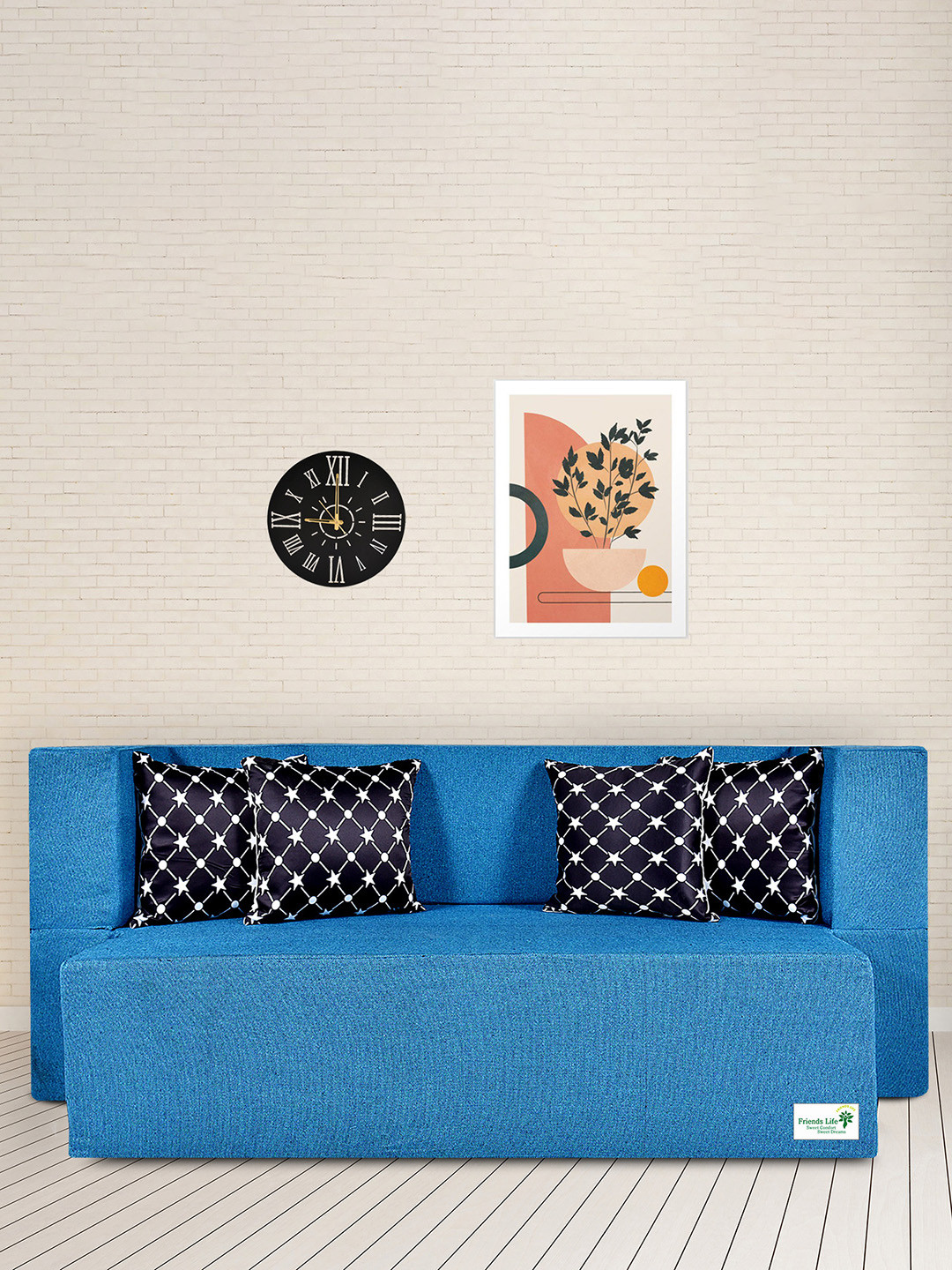 FRIENDS LIFE 4 Seater Fold Out Sofa Cum Bed With Pillows