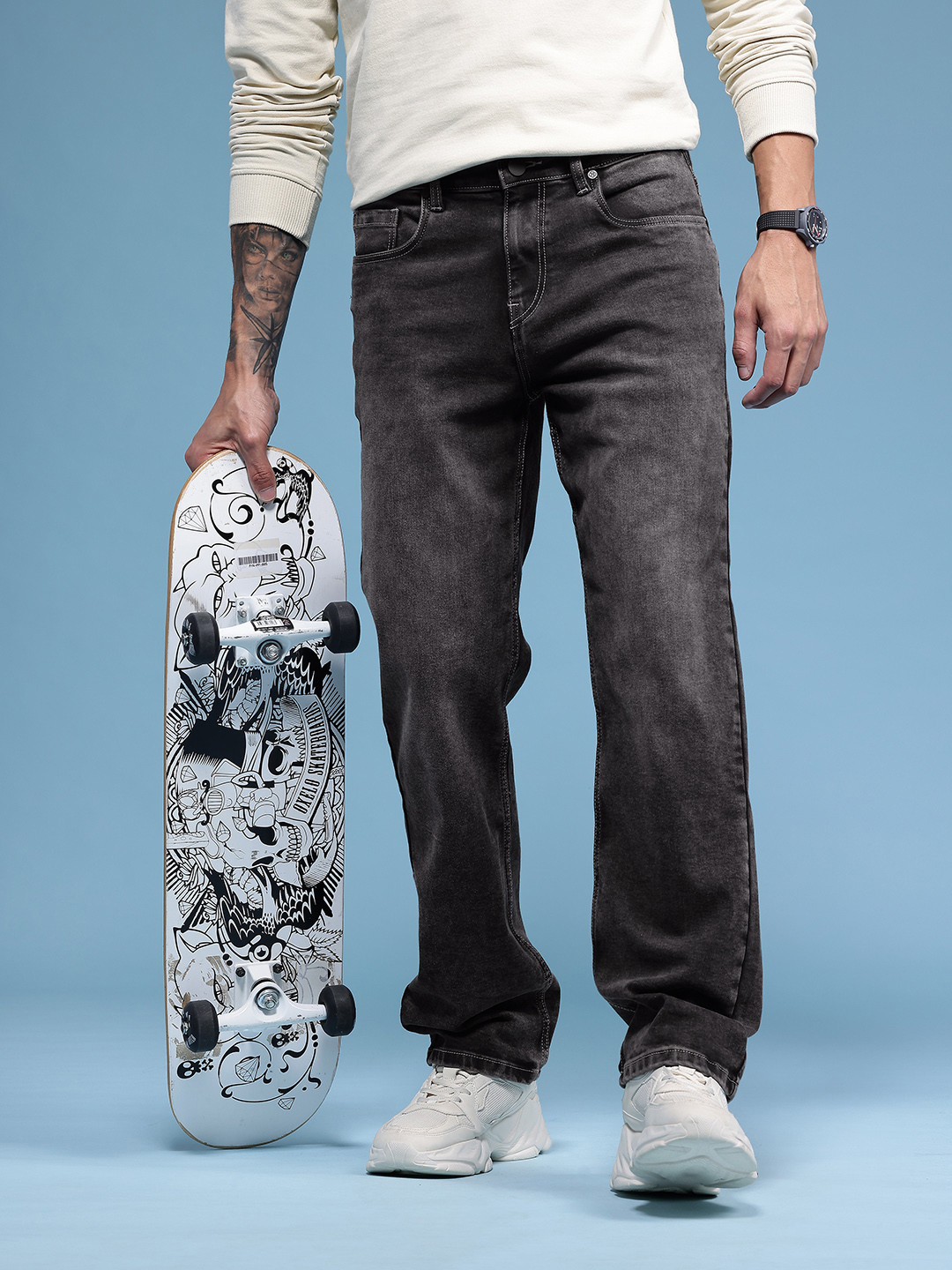 HERE&NOW Men Straight Fit Stretchable Jeans - Image 1