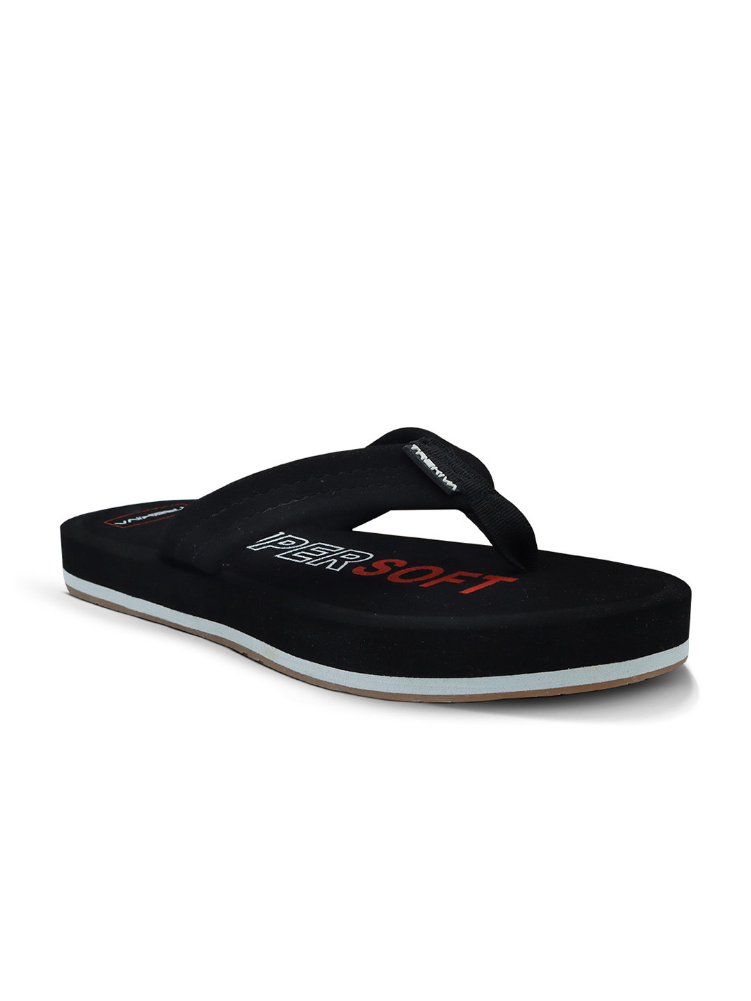 Trekiva Men Black Fabric Flip Flops