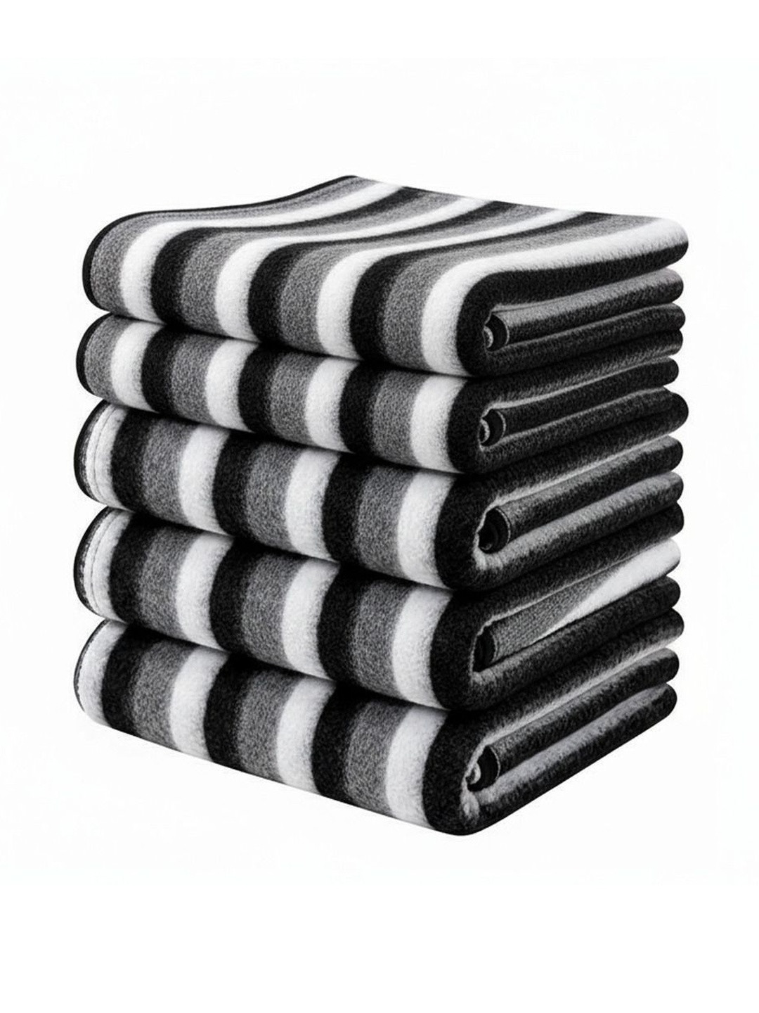 Aura White & Black Set of 5 300 TC All Season Striped Donation Blanket 120 GSM Blanket