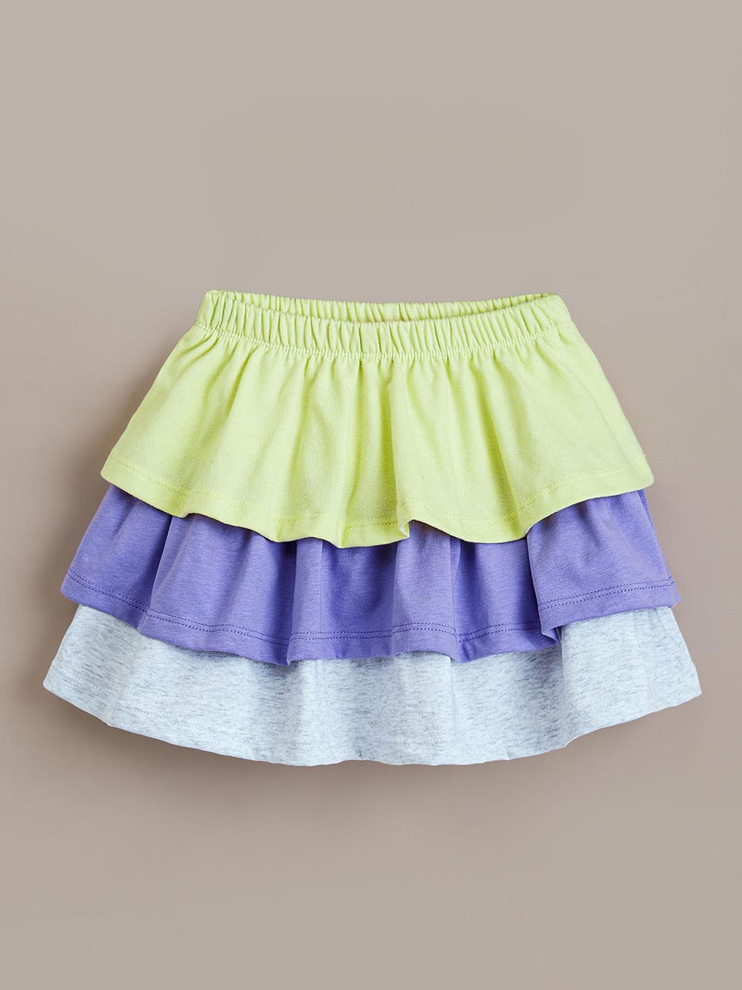 Hopscotch Girls Multi Above Knee Cotton Blend Slip-On Rainbow Tier Skirt