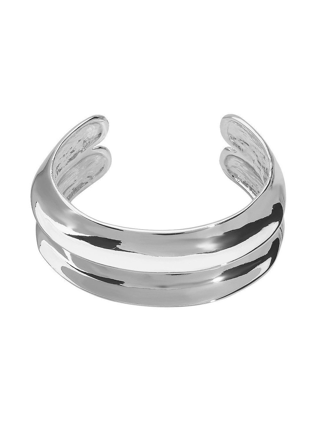 Just Lil Things Sleek Double-Band Silver Cuff Bracelet