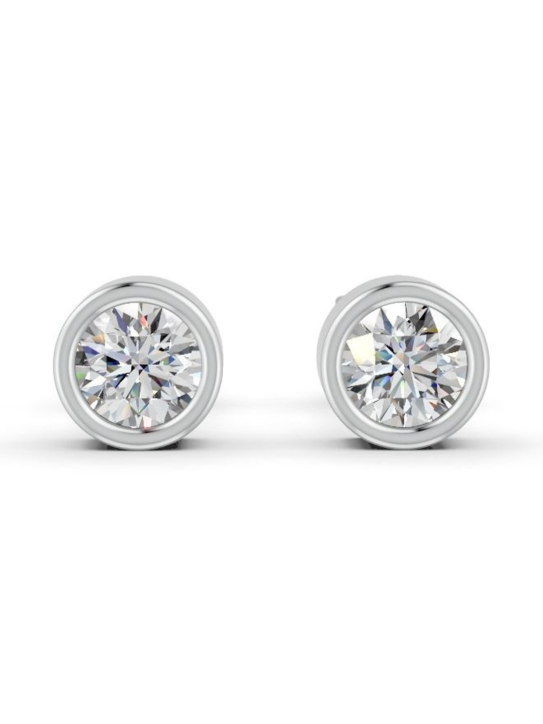 Forever Jewels Sterling Silver 14K Gold-Plated 3Ct Moissanite Circular Shaped Studs
