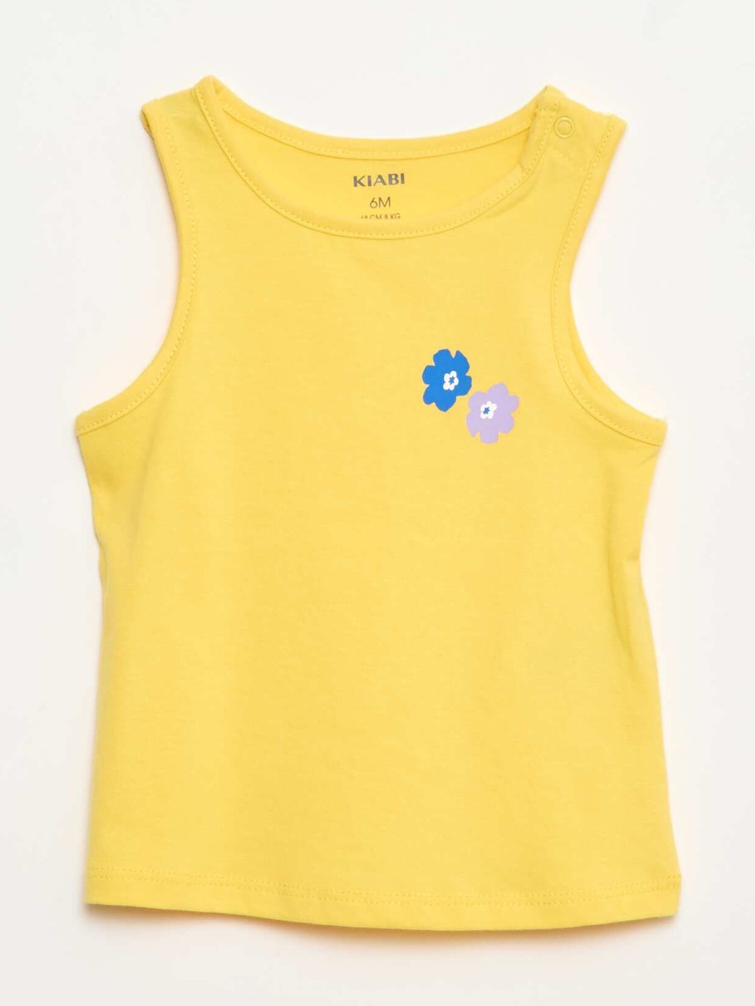 KIABI Girls Floral Round Neck Long Sleeveless Pure Cotton Tops