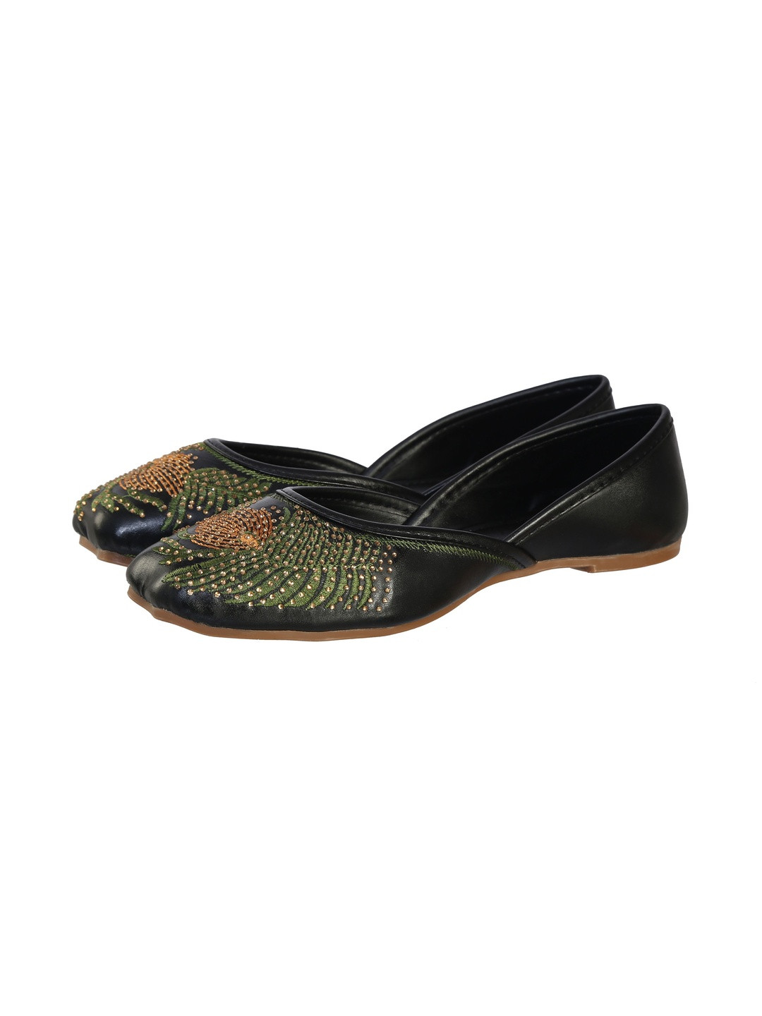 SZN Women Classic Handcrafted Ethnic Peacock Mojaris Flats