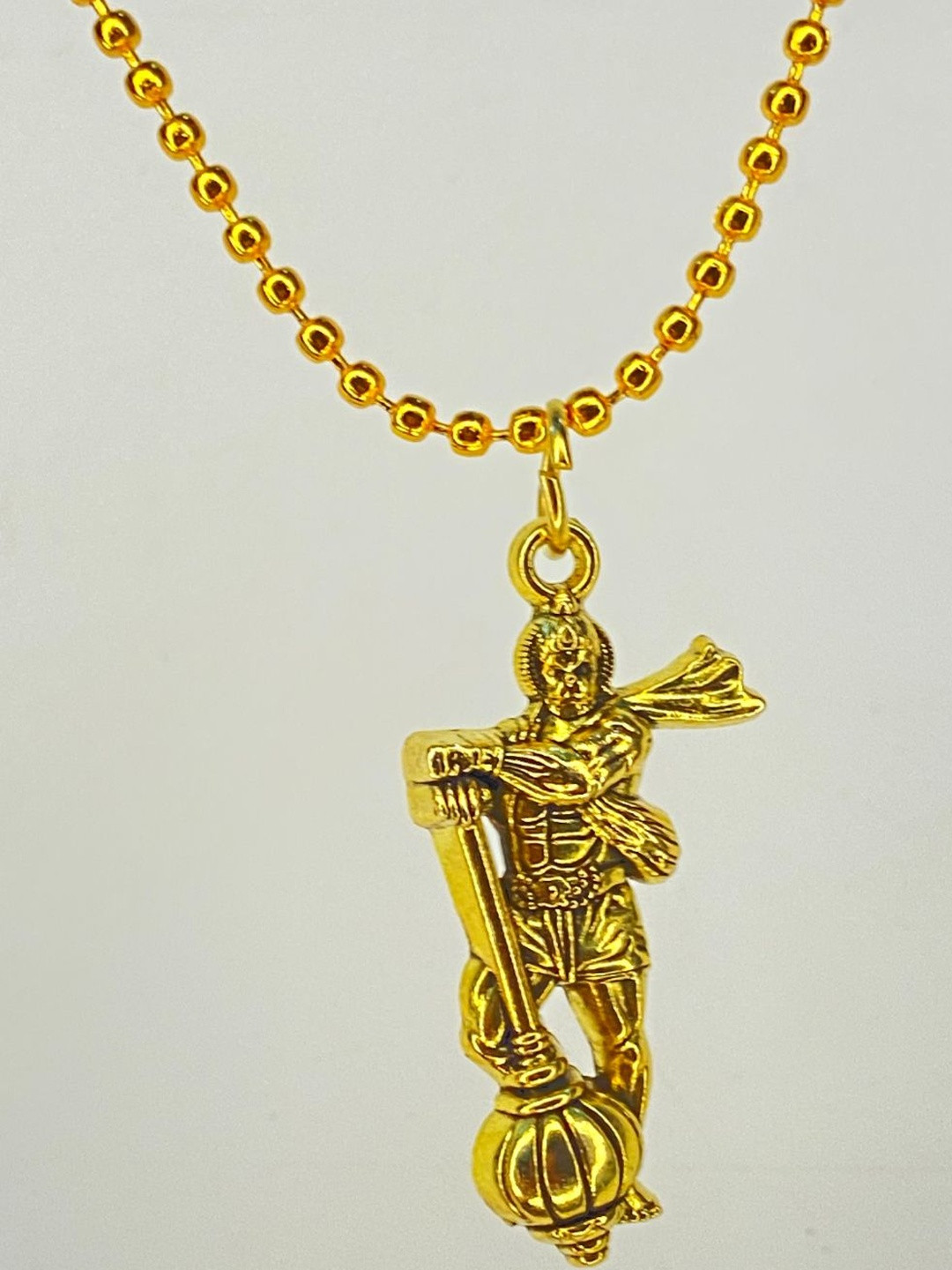 KALAFICIAL Unisex Gold-Plated Temple Hanuman Ji Design Pendant With Chain