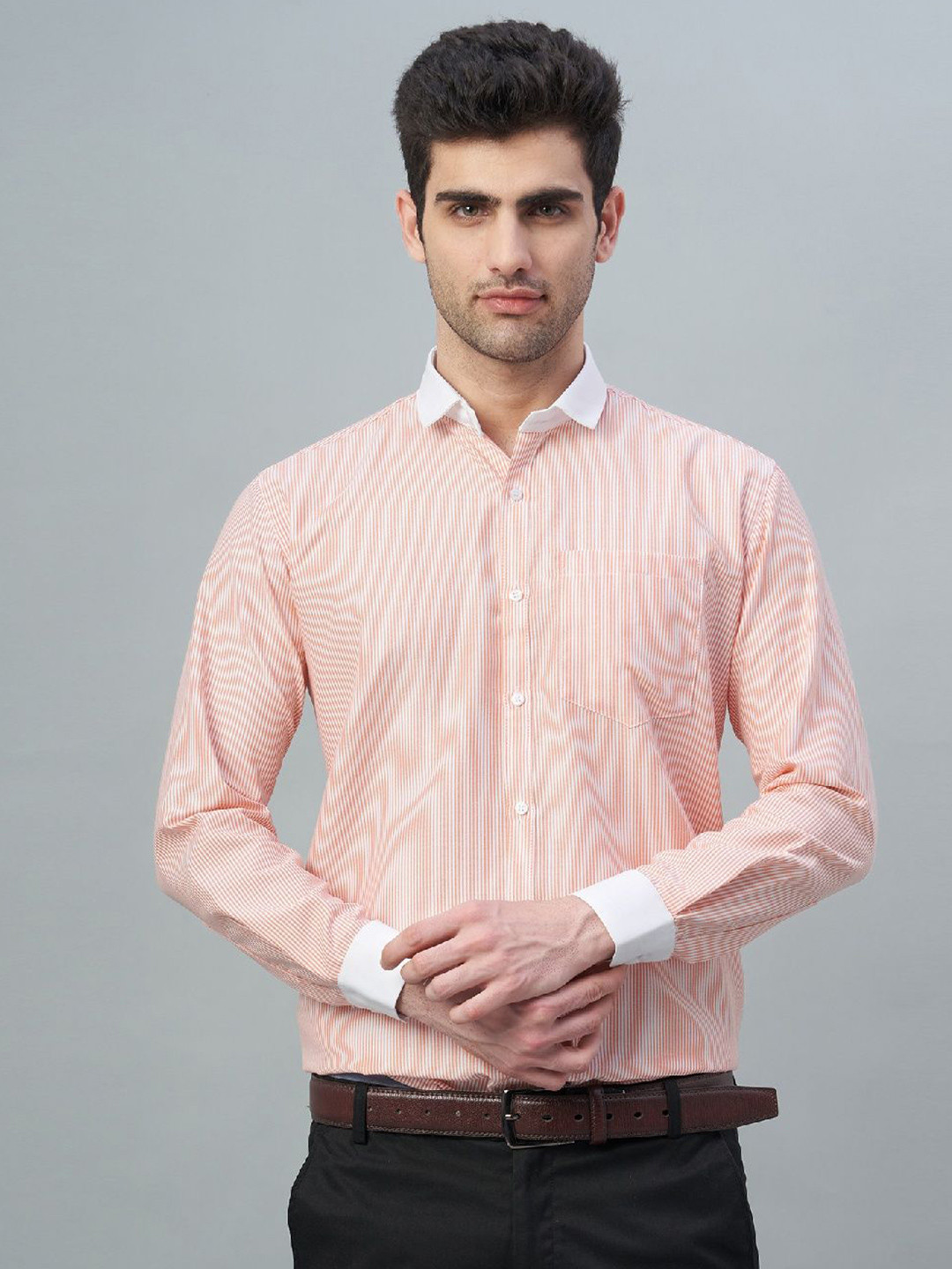 Swoke Unisex Comfort Pinstripes Striped Formal Shirt