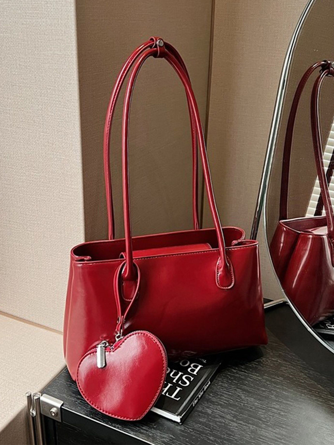 LULU & SKY Structured Shoulder Bag With Heart Coin Pouch