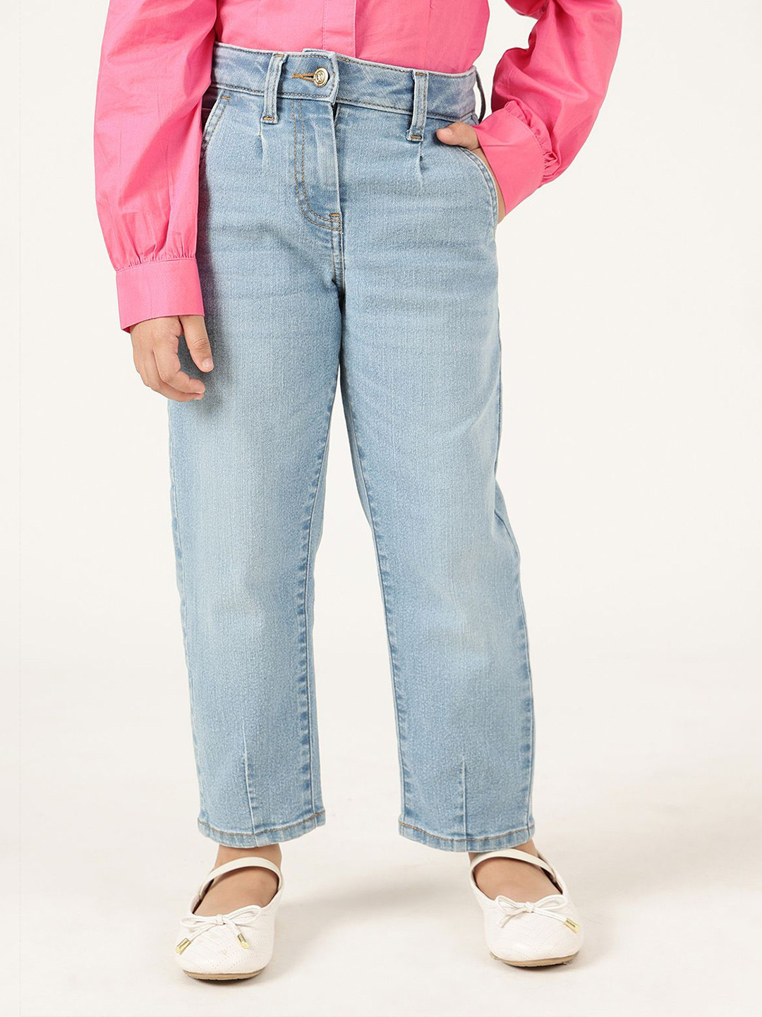 One Friday Girls Regular Fit Blue High Stretch Denim Jeans