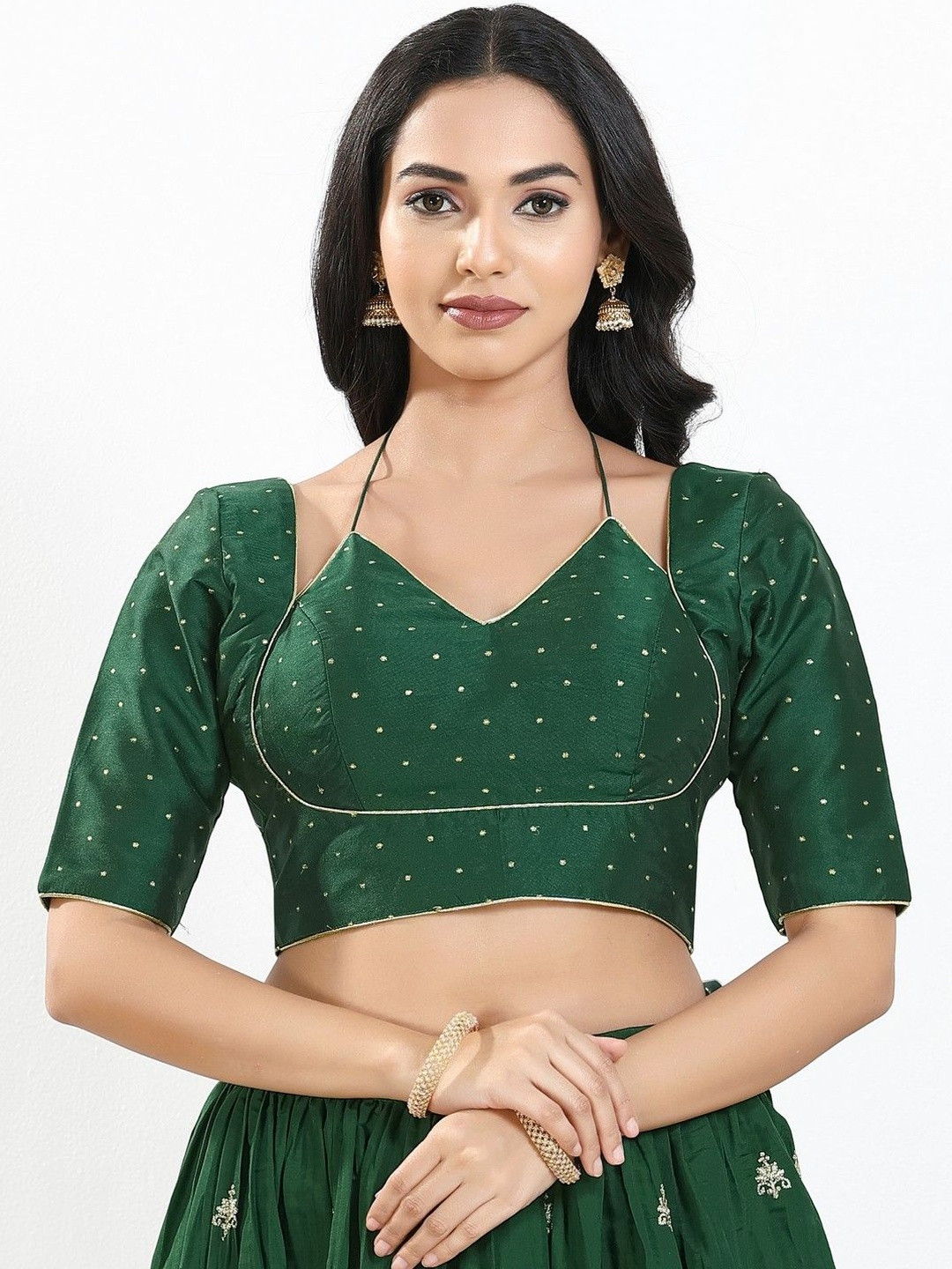 Embellished Brocade Sweetheart Neck Padded Readymade Blouse