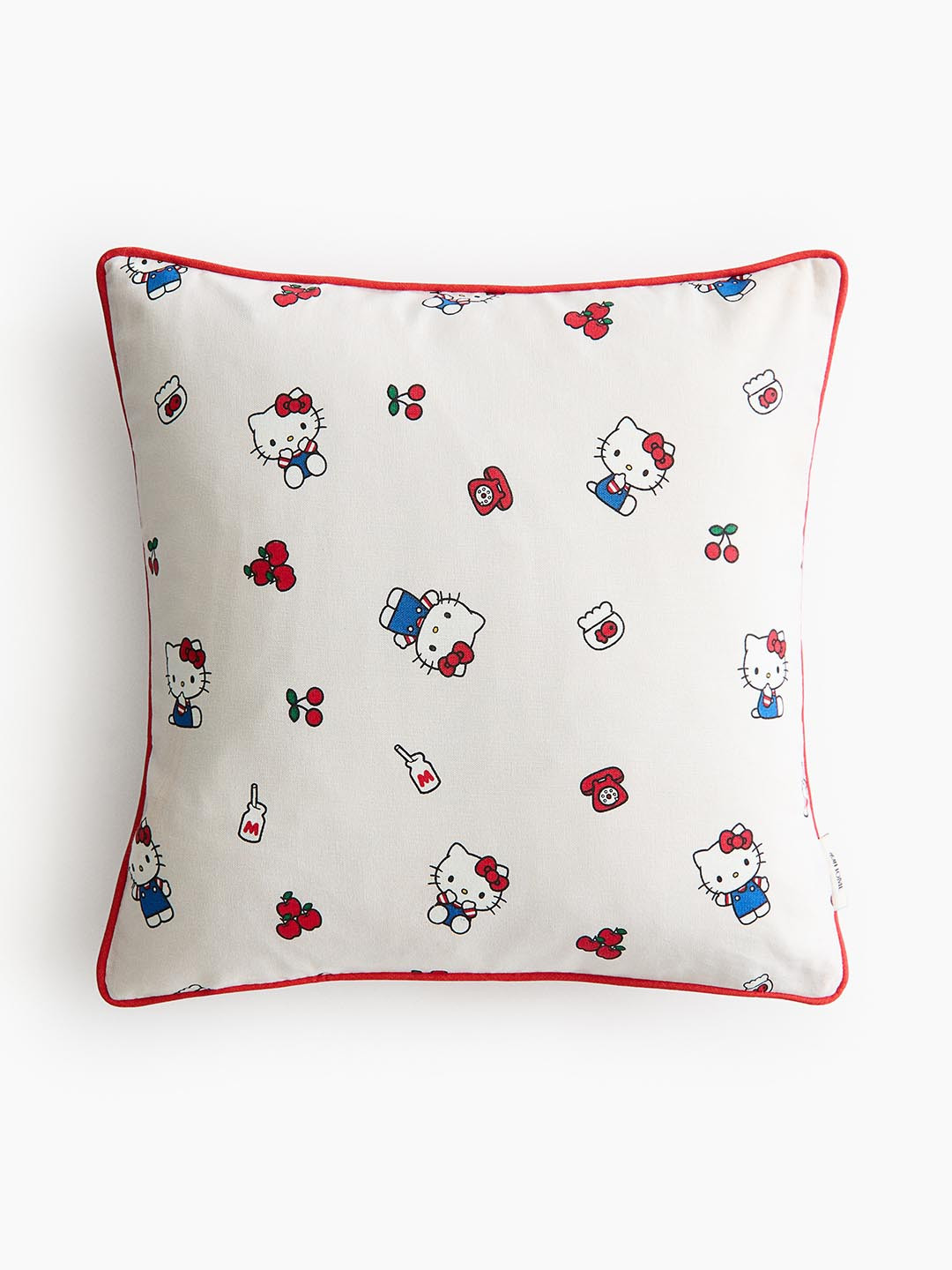 H&M Beige And Red Pure Cotton Patterned Cushion Cover