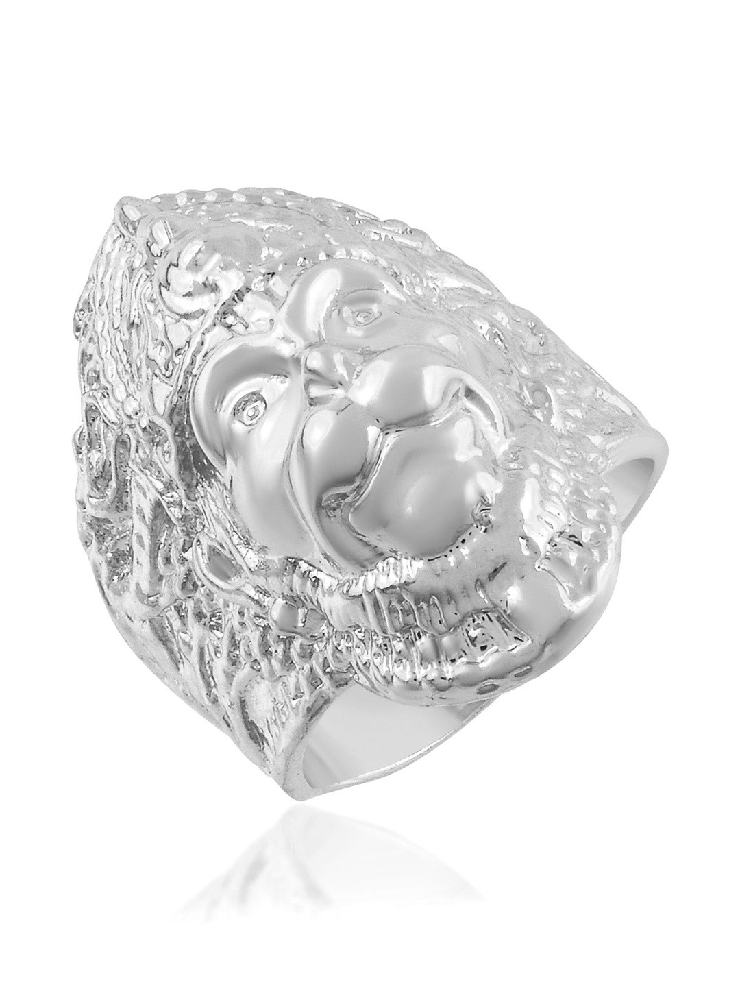 MEMOIR Men Silver-Plated Bajrang Bali Hanuman Balaji Adjustable Finger Ring