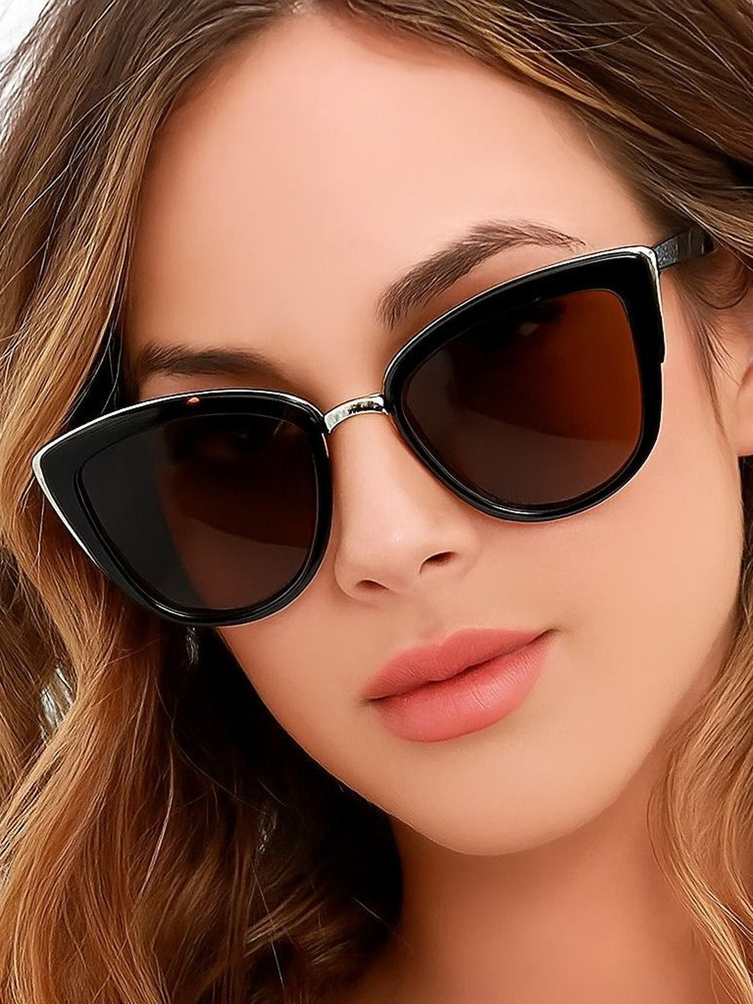 HAYDEN haiza Unisex Cateye Sunglasses With UV Protected Lens HREX-Black