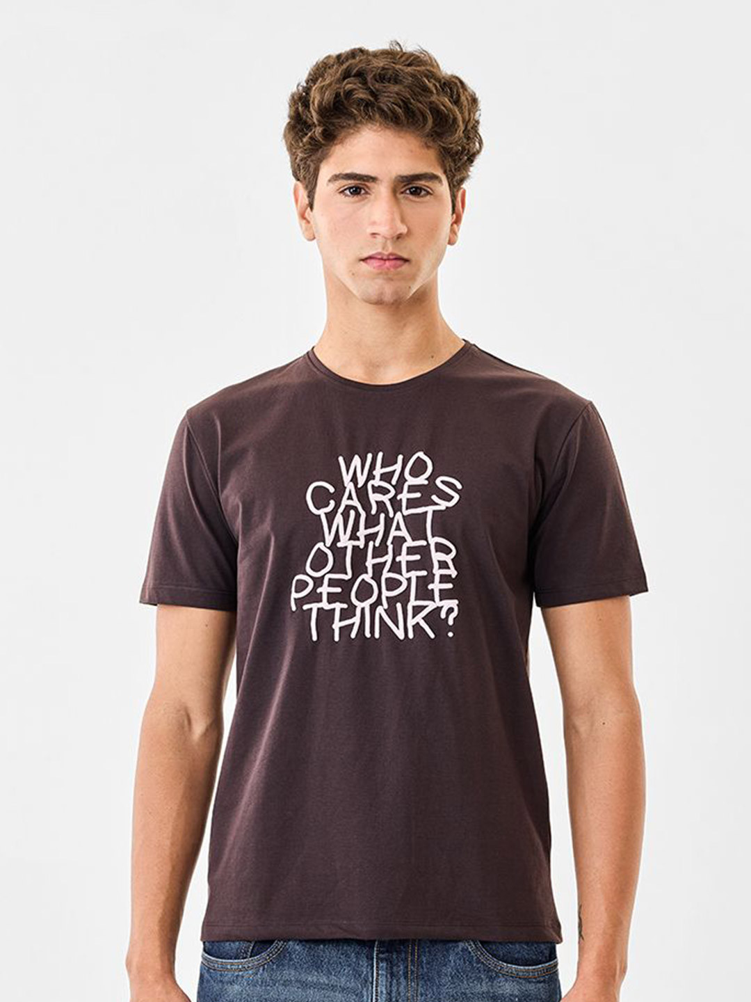 Snitch Men Brown Graphic T-Shirt