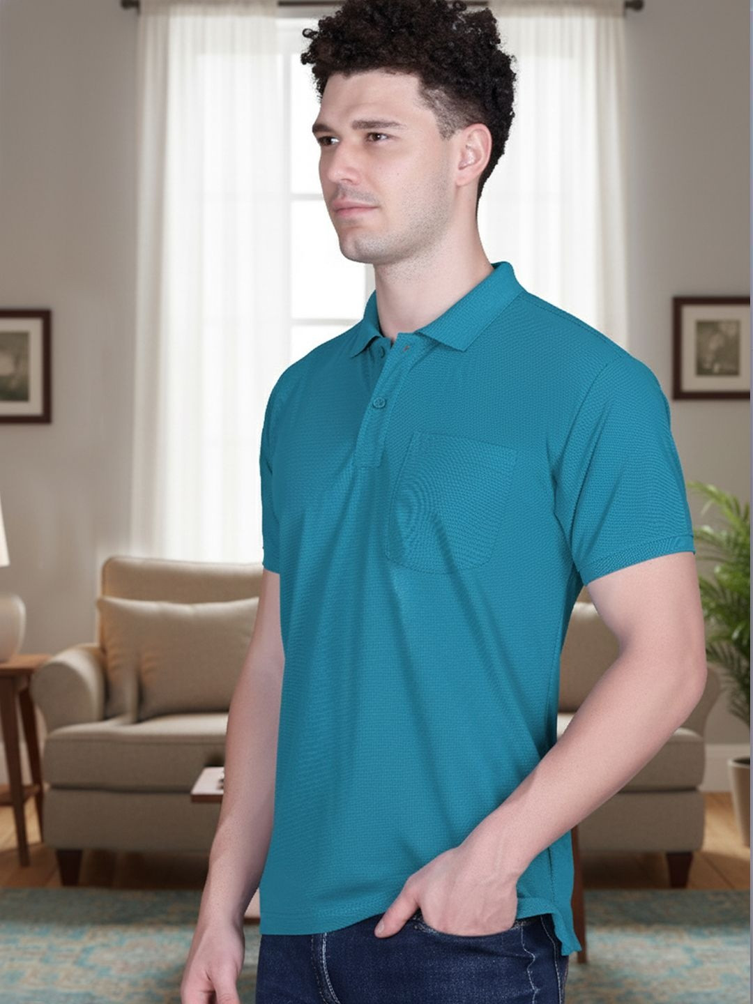 MOUNTAIN COLOURS New Basics Polo Collar Pockets T-shirt