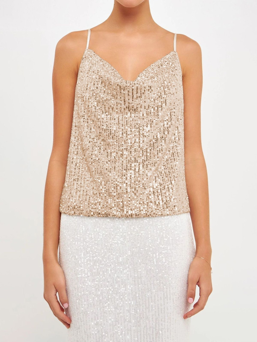 DressBerry Embellished Cowl Neck Tank Top