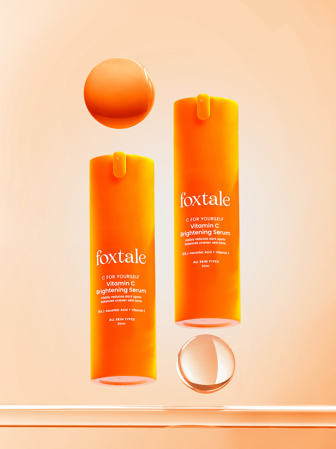 FoxTale Vitamin C Serum Duo with L-Ascorbic Acid & Vit E For Glowing Skin- 60 ml