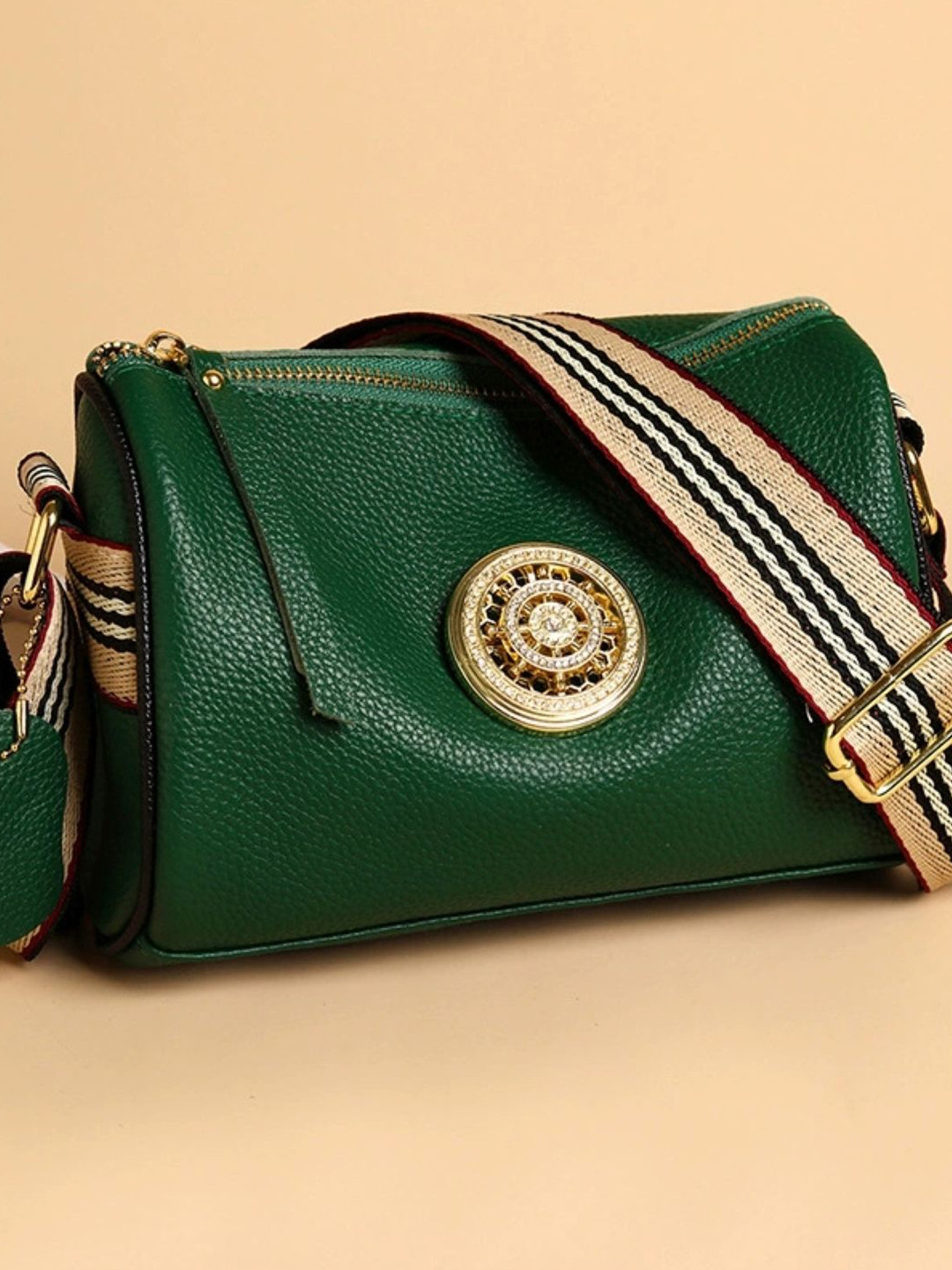 StyleCast Textured Structured Leather Sling Bag With Non-Detachable Sling Strap