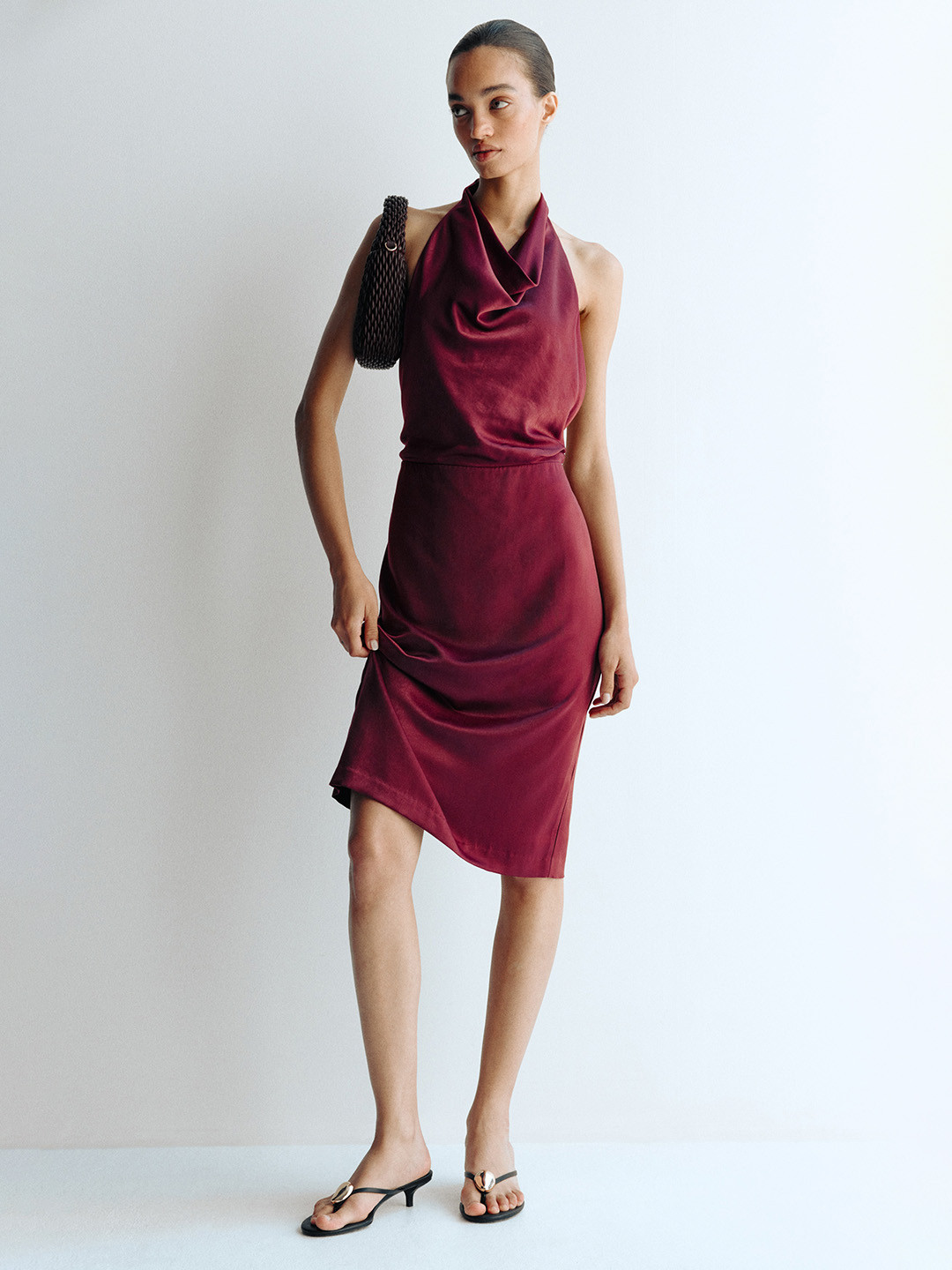 H&M Halter Neck Satin Dress