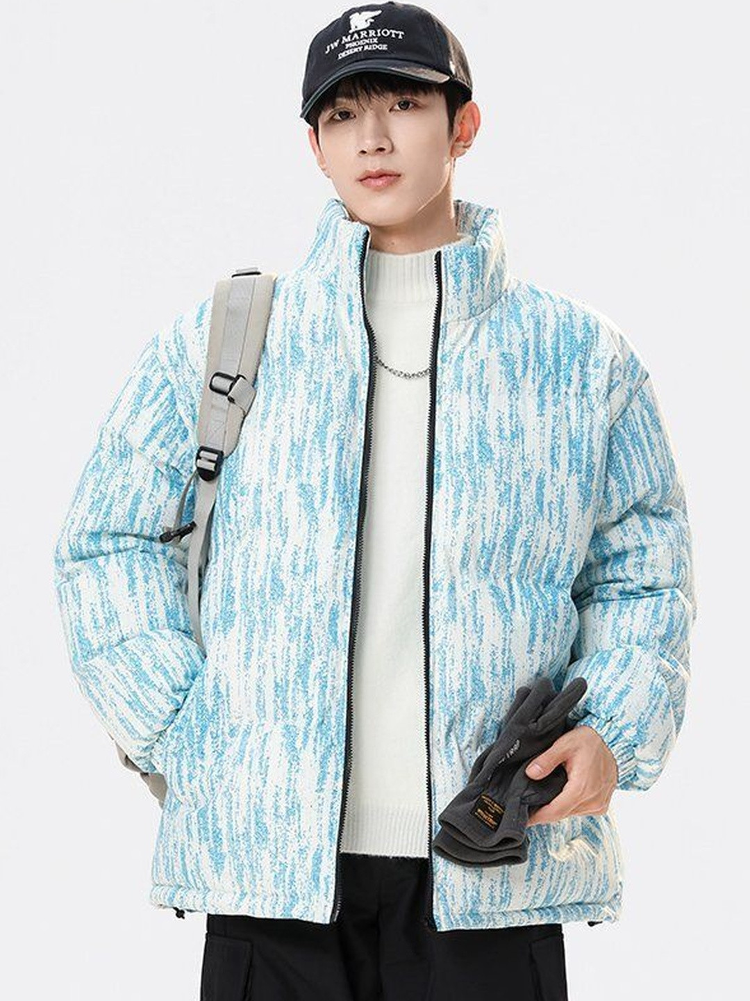 HERE&NOW Men Abstract Printed Long Sleeve Open Front Jacket