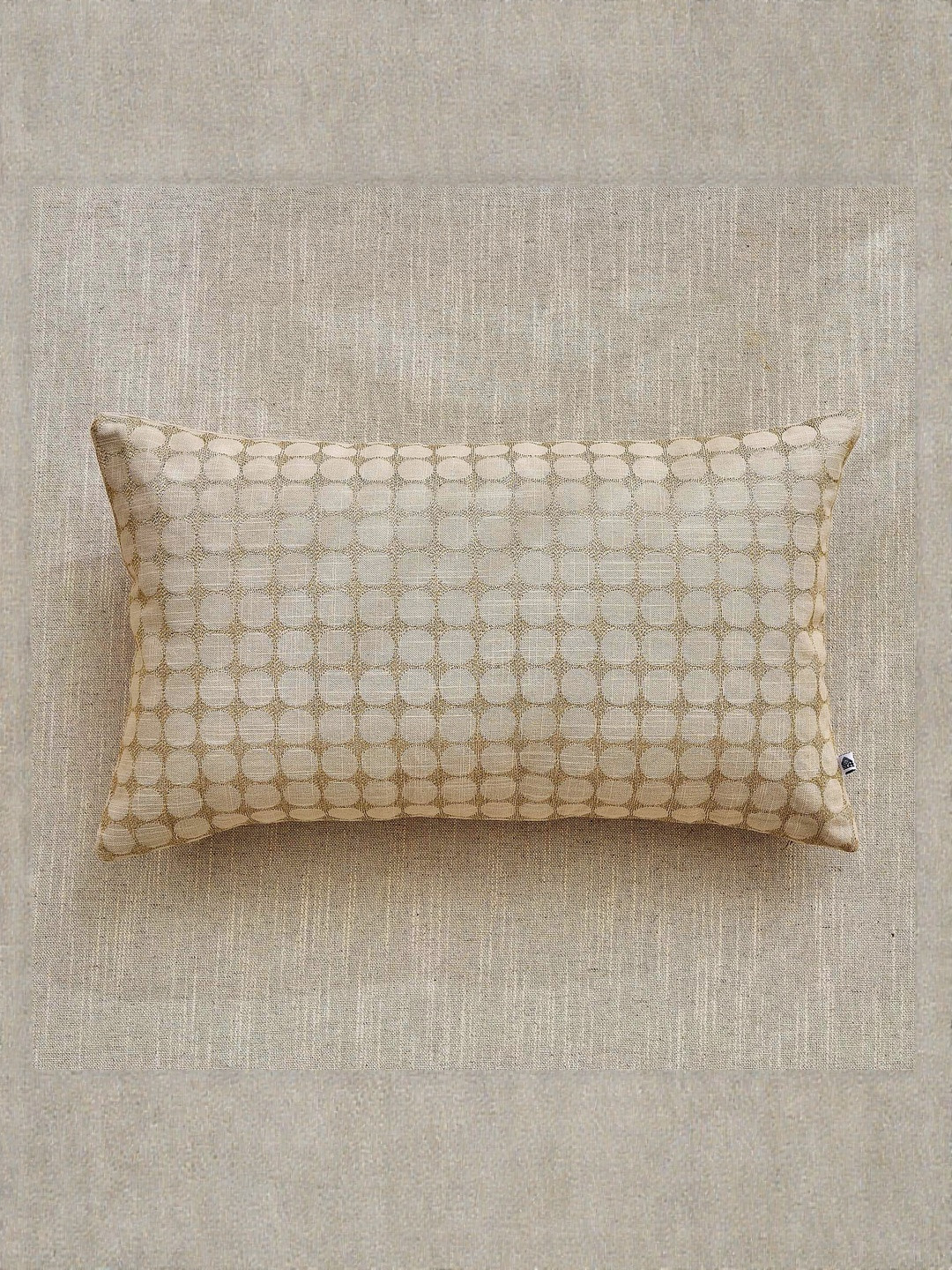 Home Centre Brown Geometric Embroidered Rectangle Cushion Covers- 50 cm x 30 cm
