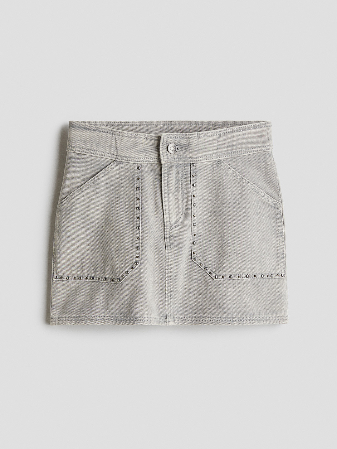 H&M Girls Pure Cotton Studded Denim Skirt