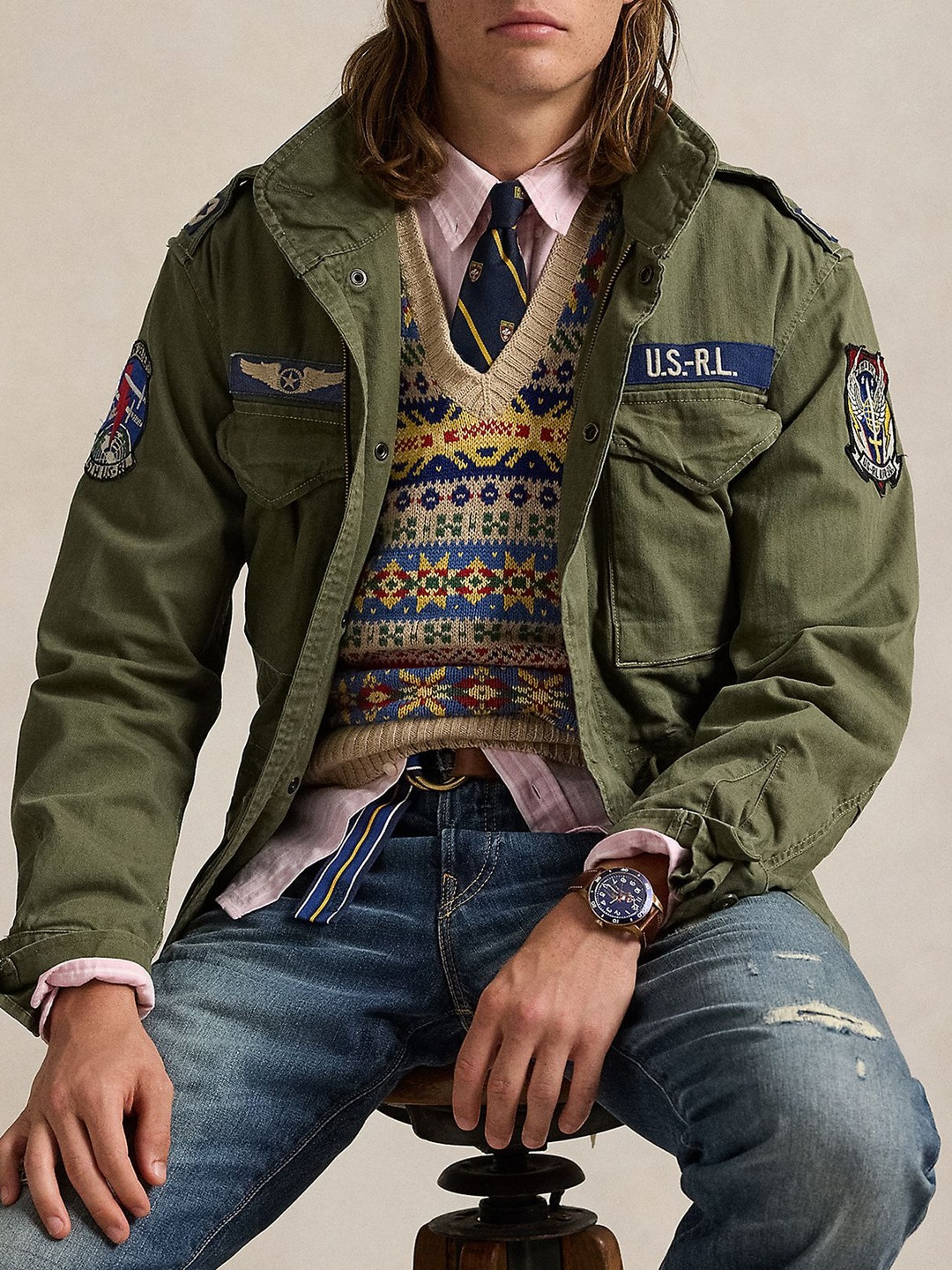 Polo Ralph Lauren Men Mock Collar Solid Open Front Jacket