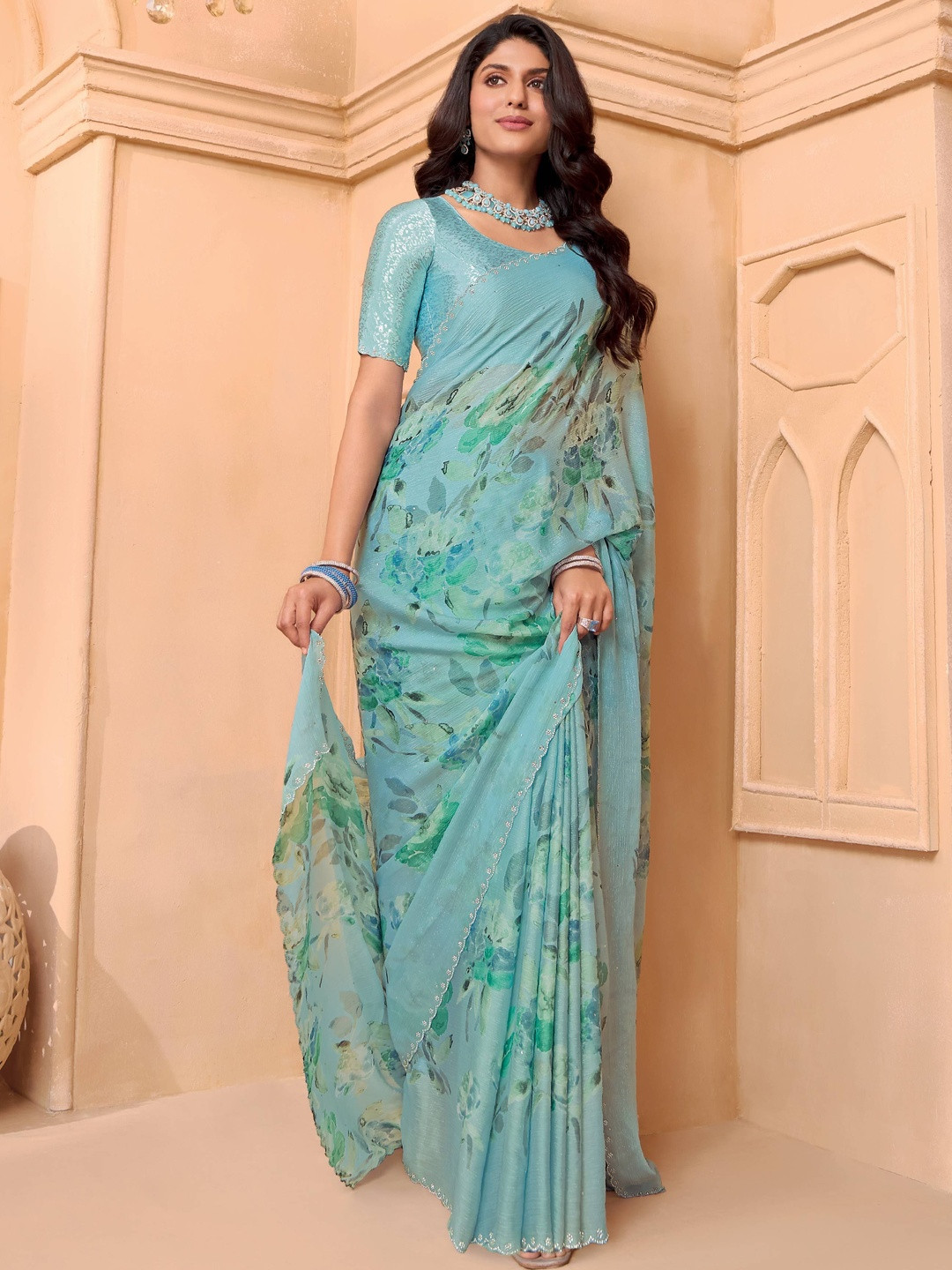 Laxmipati Tohfa Floral Printed Embellished Saree