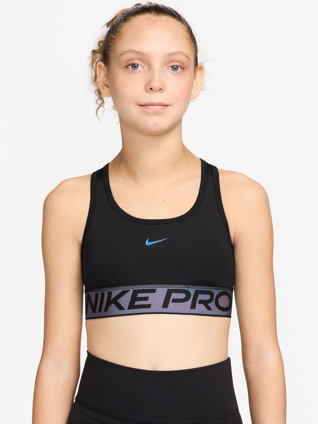 Nike Pro Swoosh Big Kids' Sports Bra With Shine Accents
