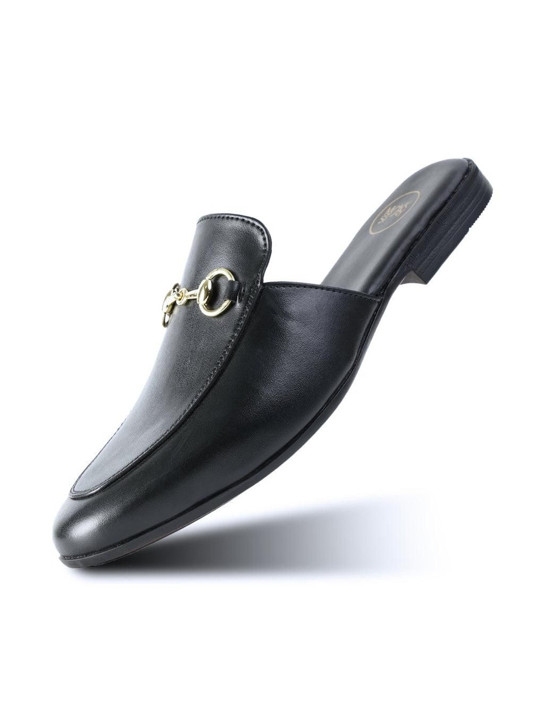 MONKSTORY Men Textured Leather Slip-On Horsebit Classic Mules