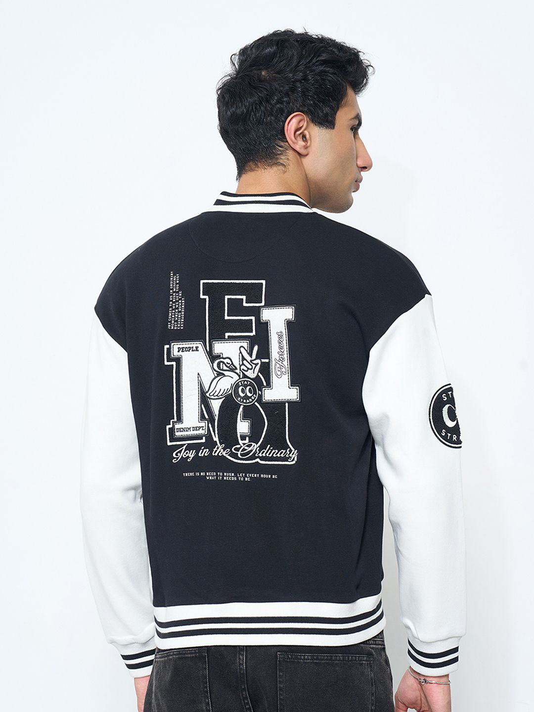 People Men Printed Shirt Collar Full Sleeve Sweatshirt