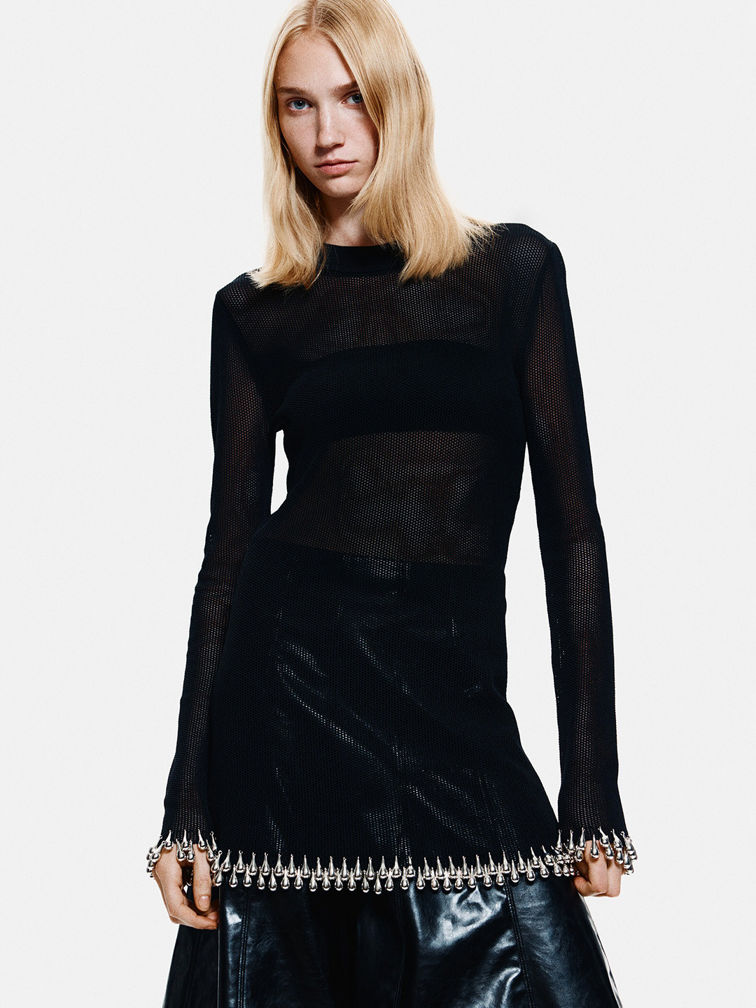 H&M Bead-Trimmed Net Top