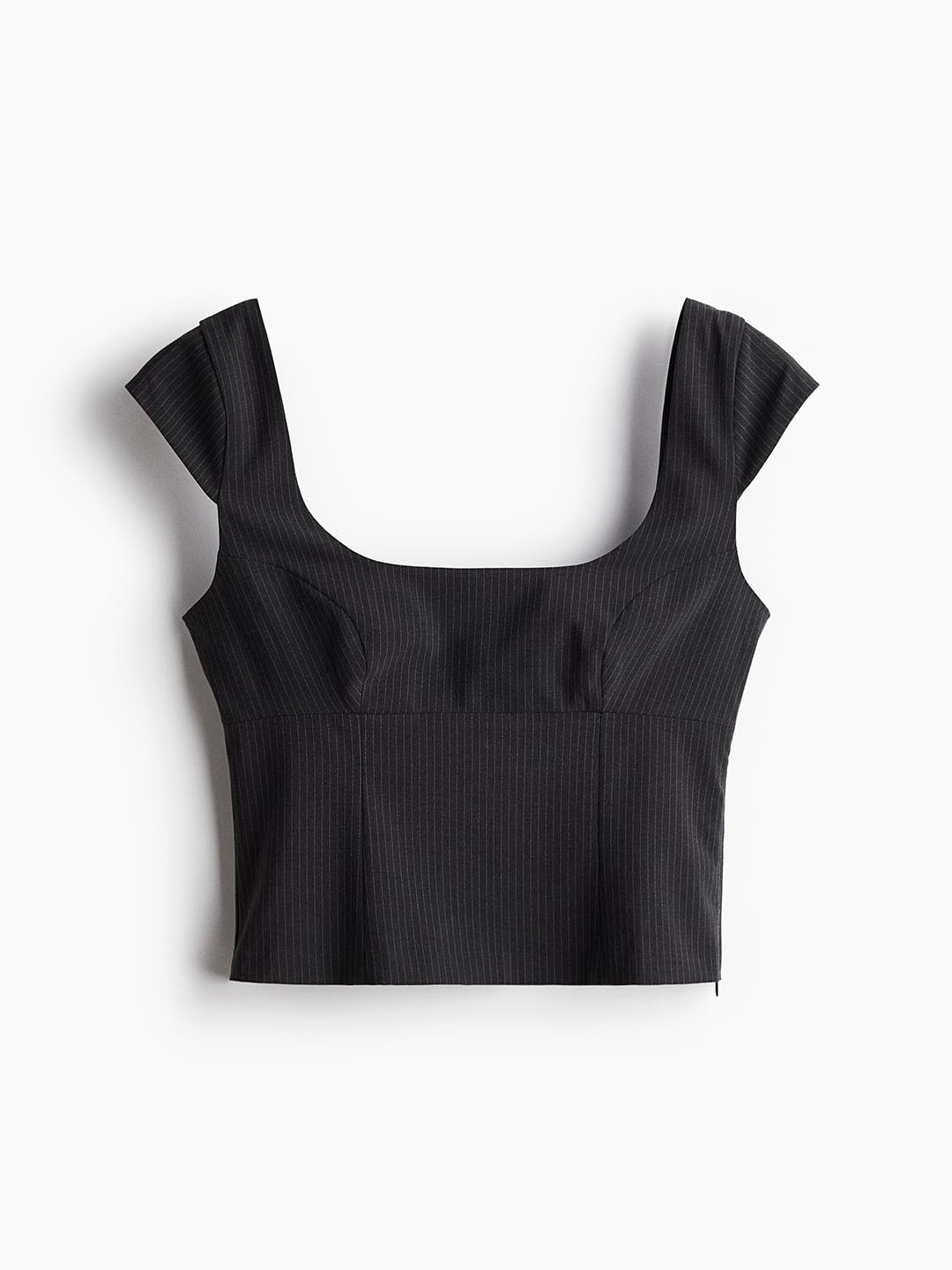 H&M Women Cap-Sleeved Vertical Stripes Top