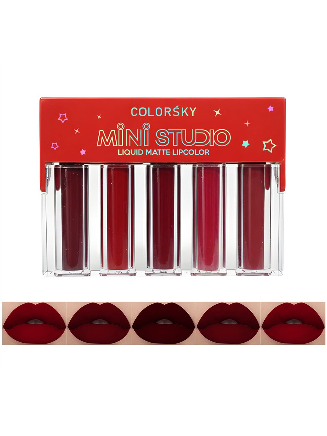 COLORSKY Set Of 5 Mini Studio Long Lasting Non Transfer Liquid Lipstick - 2.5 ml Each