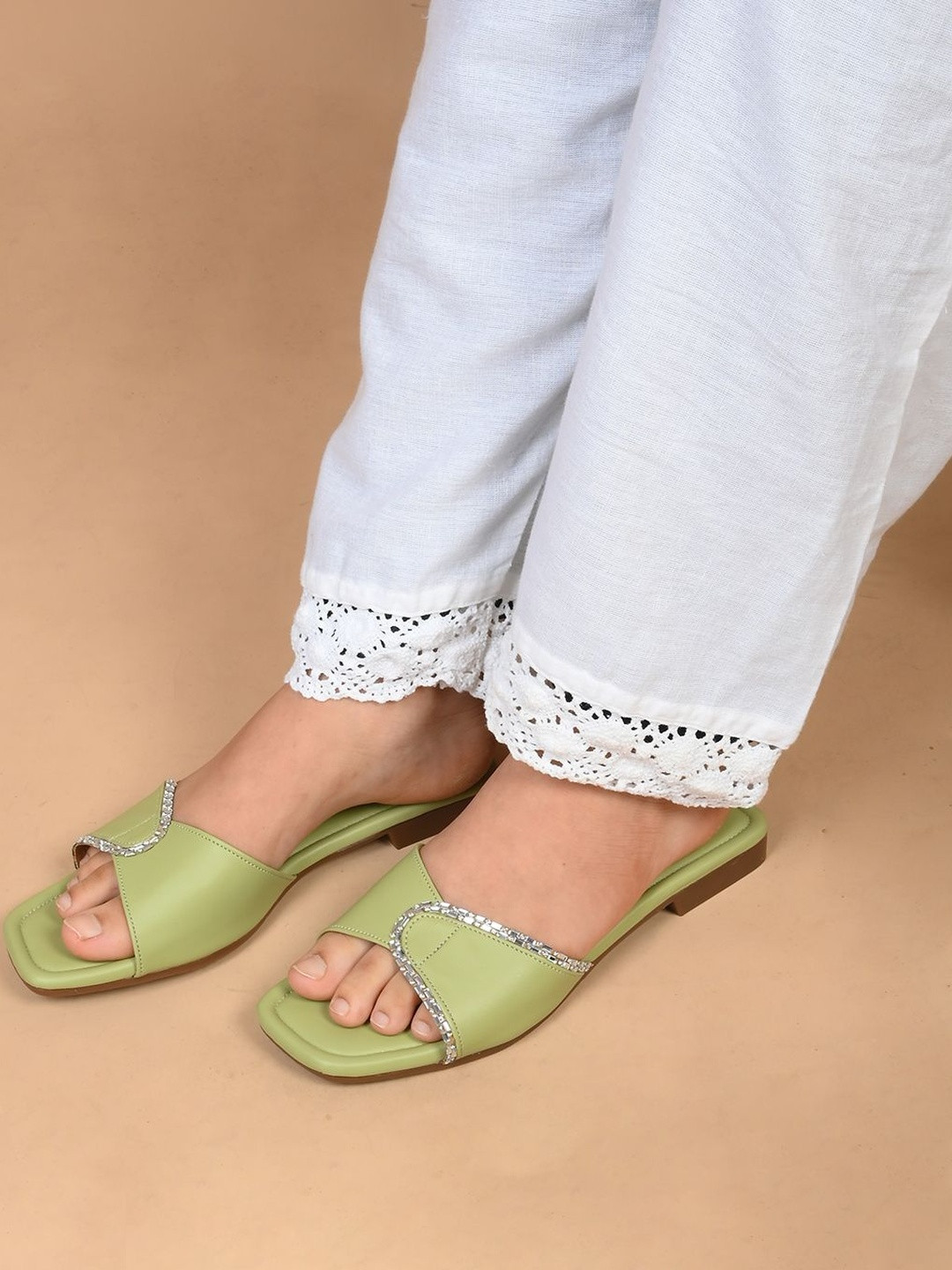 KALINI Women Open Toe Flats with Laser Cuts