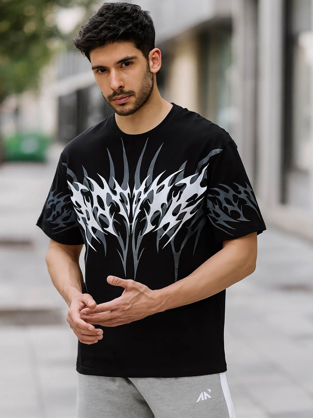 AESTHETIC NATION Men Graphic Printed Oversized T-shirt