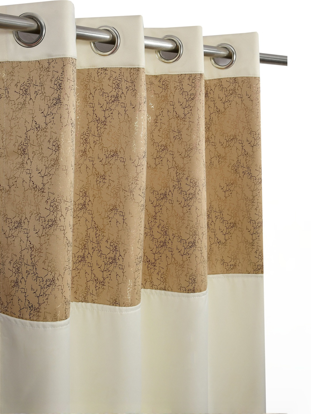 Aura Cream-Coloured & White Black Out Long Door Curtain