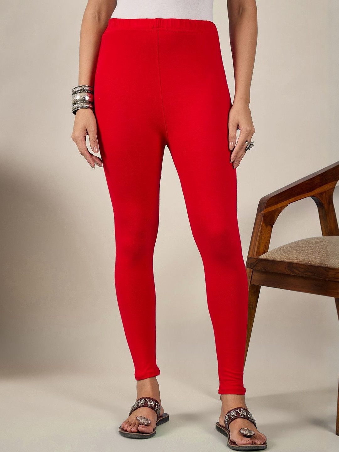 QIOA Cotton Mid Rise Ankle Length Leggings