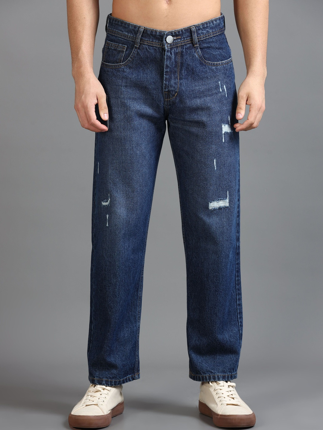 Kolor Fusion Men Loose Mid-Rise Mildly Distressed Light Fade Baggy Fit Jeans