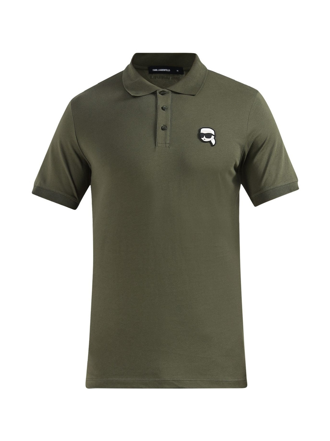 Karl Lagerfeld Men Regular Fit Appliqued Short Sleeve Polo Collar Cotton T-shirt