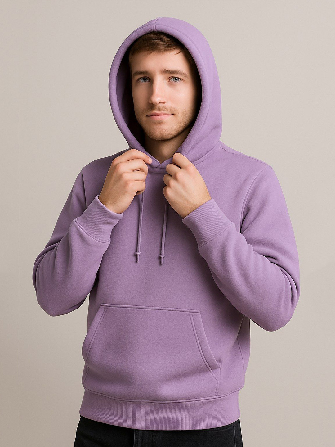 CKARFE Men Solid Hooded Long Sleeve Pullover Sweatshirt