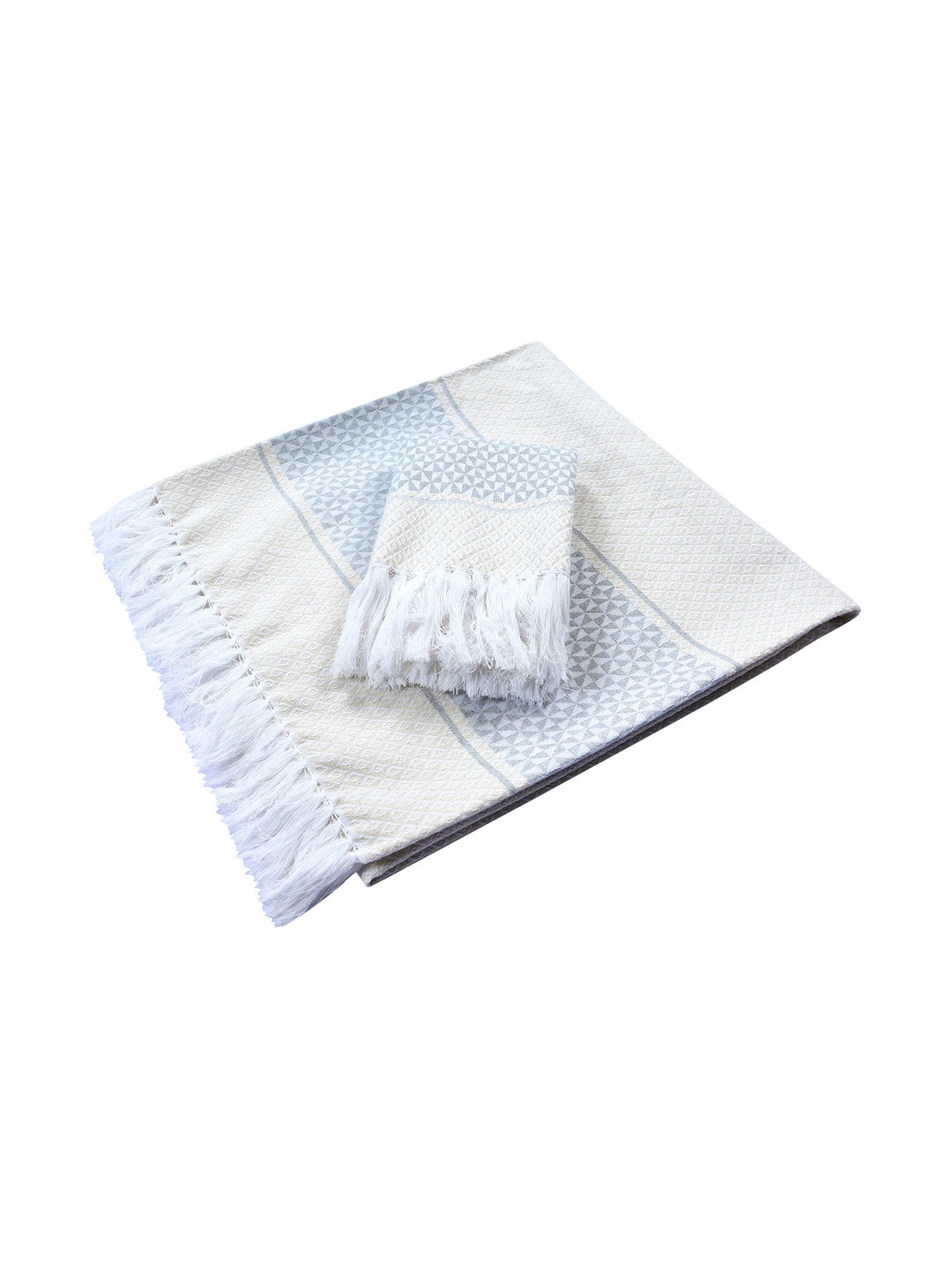 Saral Home 2 Piece Firki Pure Cotton Quick Dry Soft Bath & Hand Towel Set