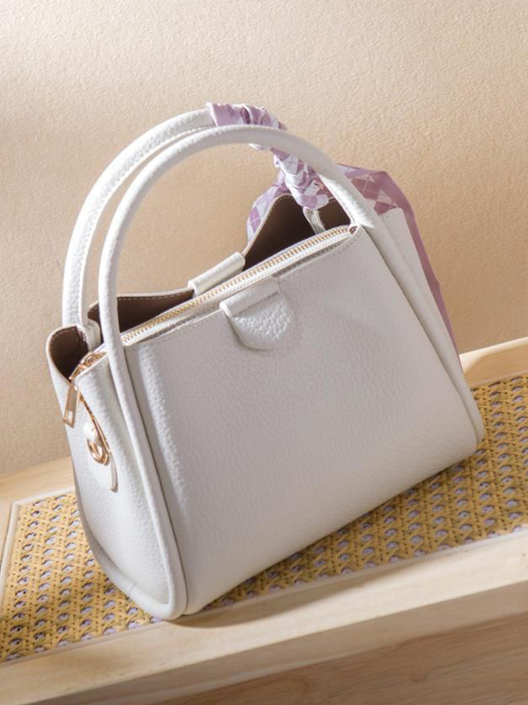 CORSICA Women Textured Structured Handheld Bag with Scarf