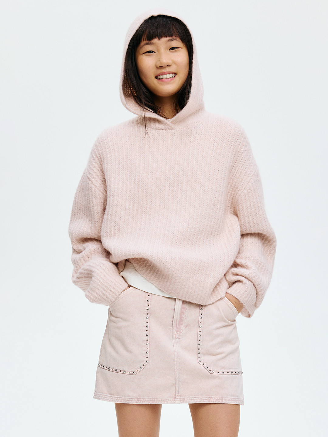 H&M Girls Pure Cotton Studded Denim Skirt