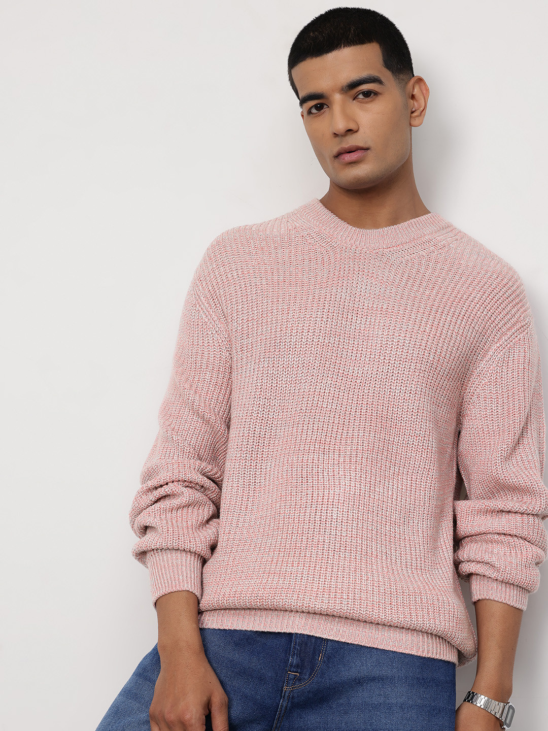 ether Round Neck Ribbed Pullover