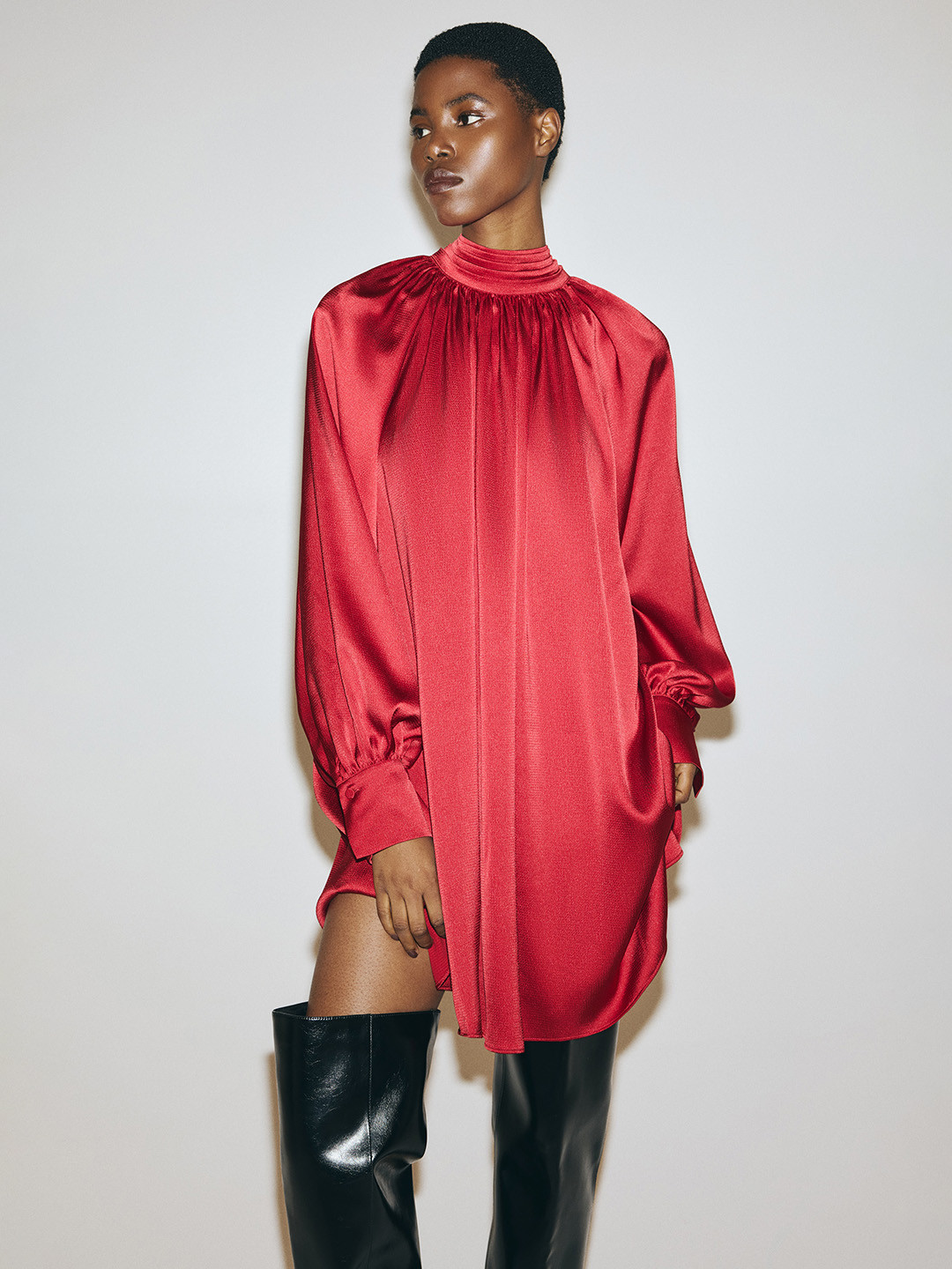 H&M Scarf-Detail Satin Dress