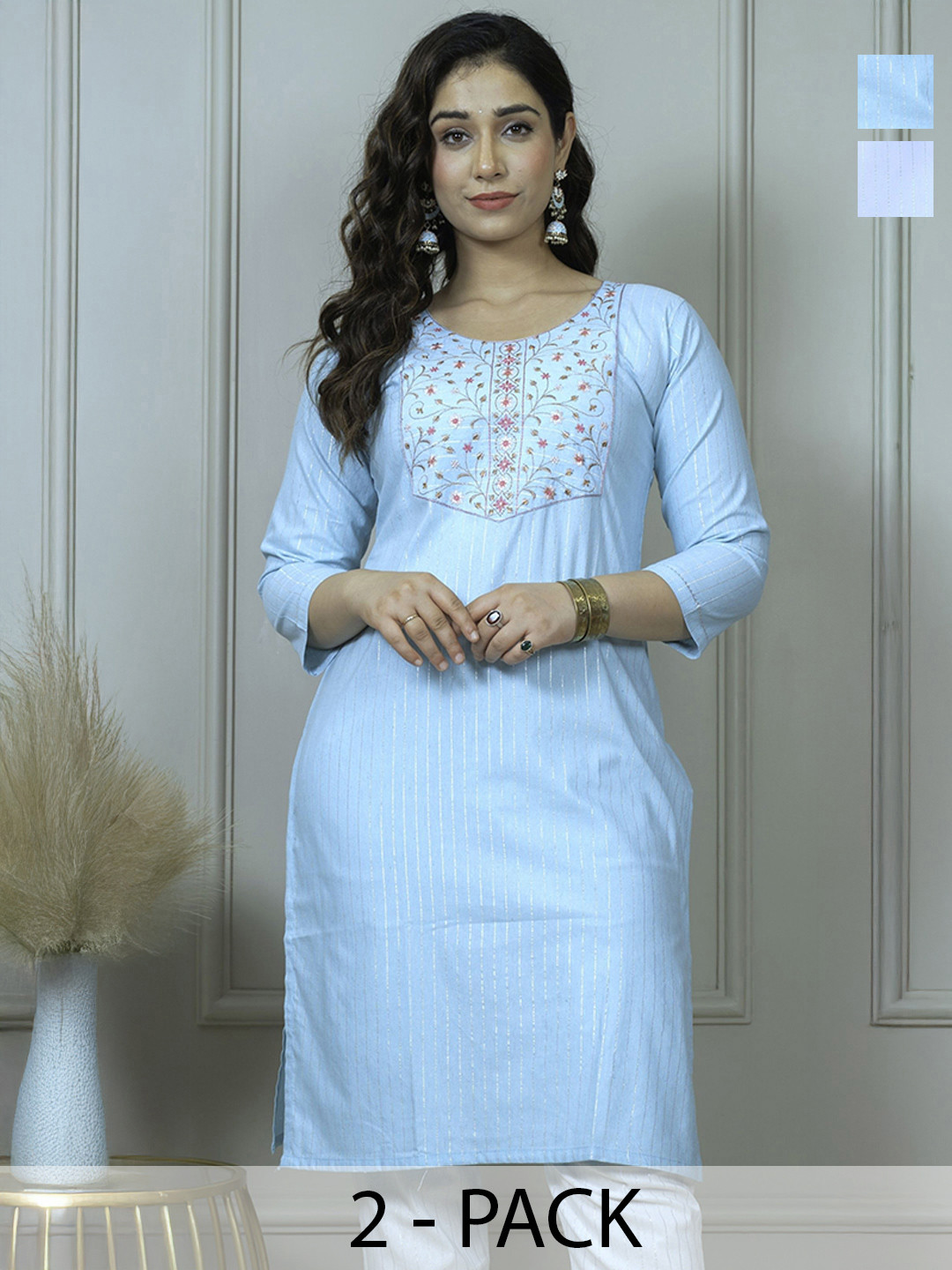 AUZAAI COLLECTION Women Embroidered Flared Sleeves Chikankari Kurta
